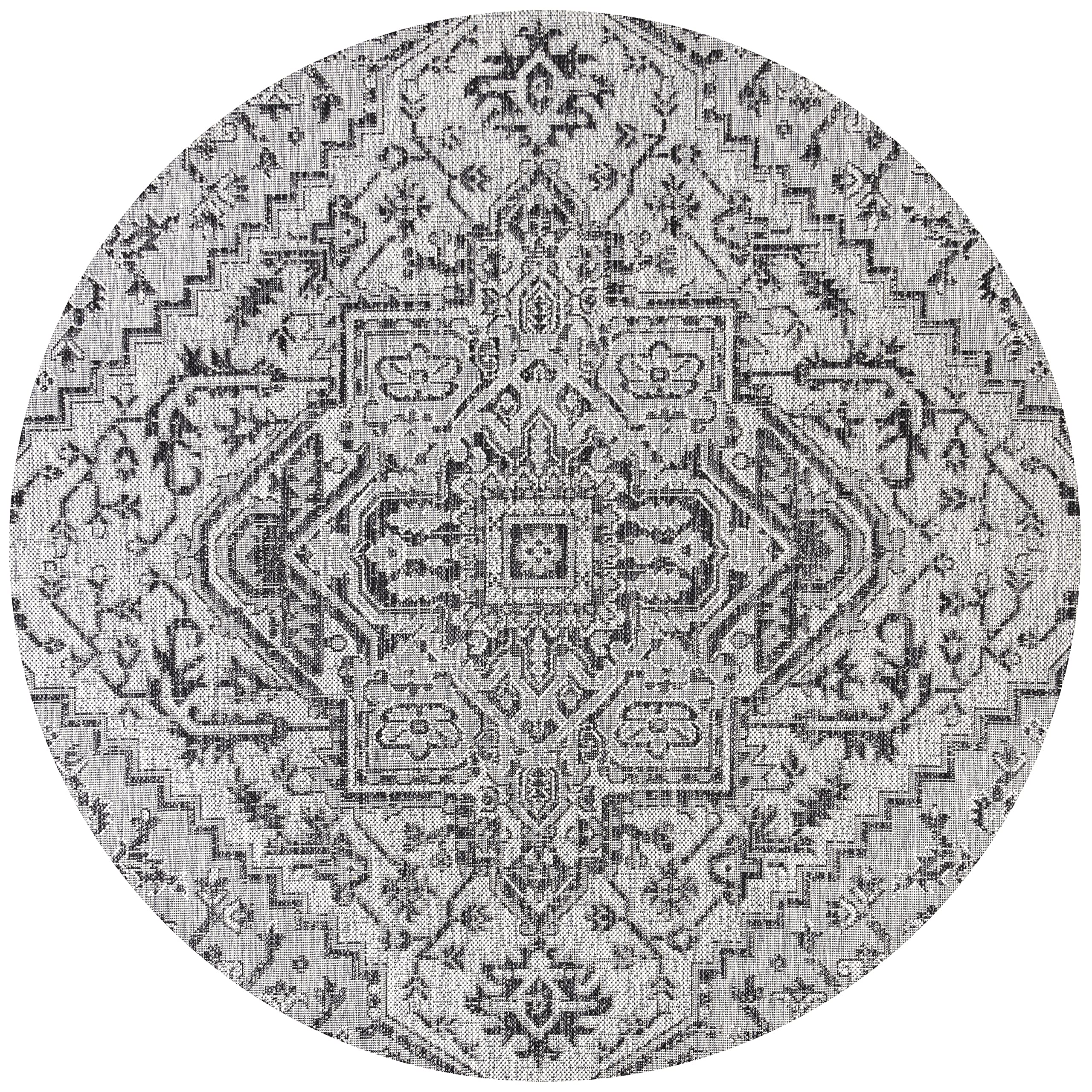 JONATHAN Y Boho Medallion Round Rug 3'1" Black/Gray packaging details