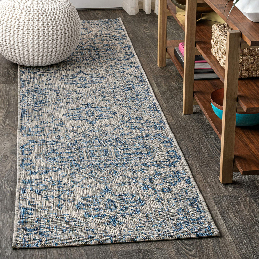 JONATHAN Y Boho Medallion Runner Rug 2'2" x 8' navy and gray front view