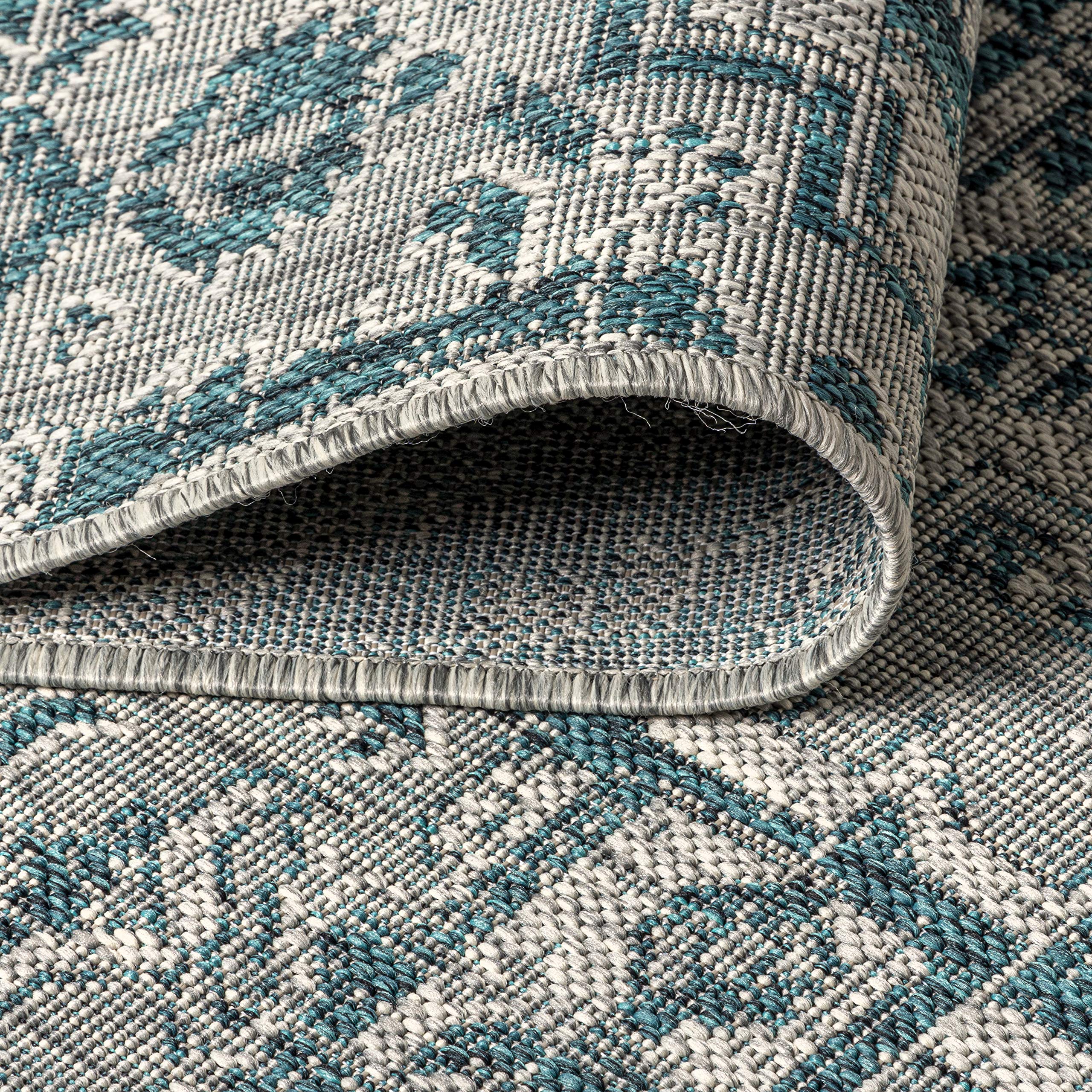 JONATHAN Y Boho Medallion Runner Rug in a backyard setting