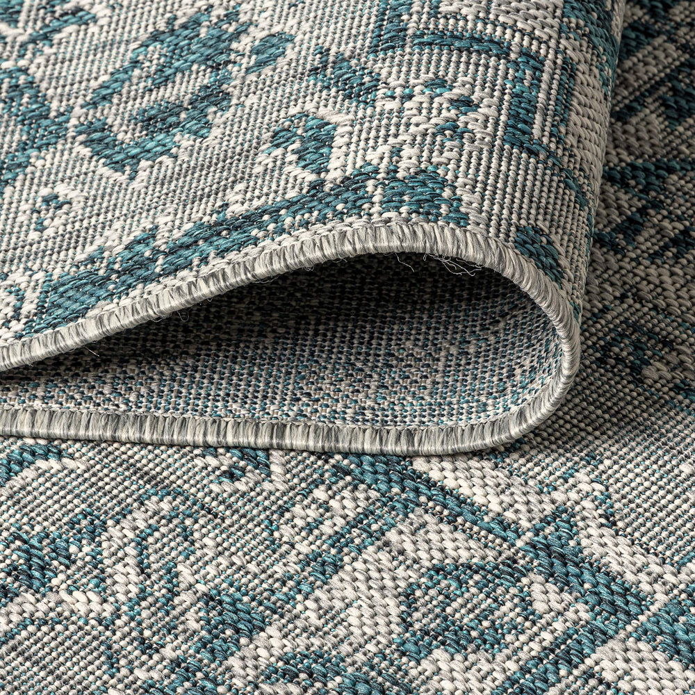 JONATHAN Y Boho Medallion Runner Rug in a backyard setting