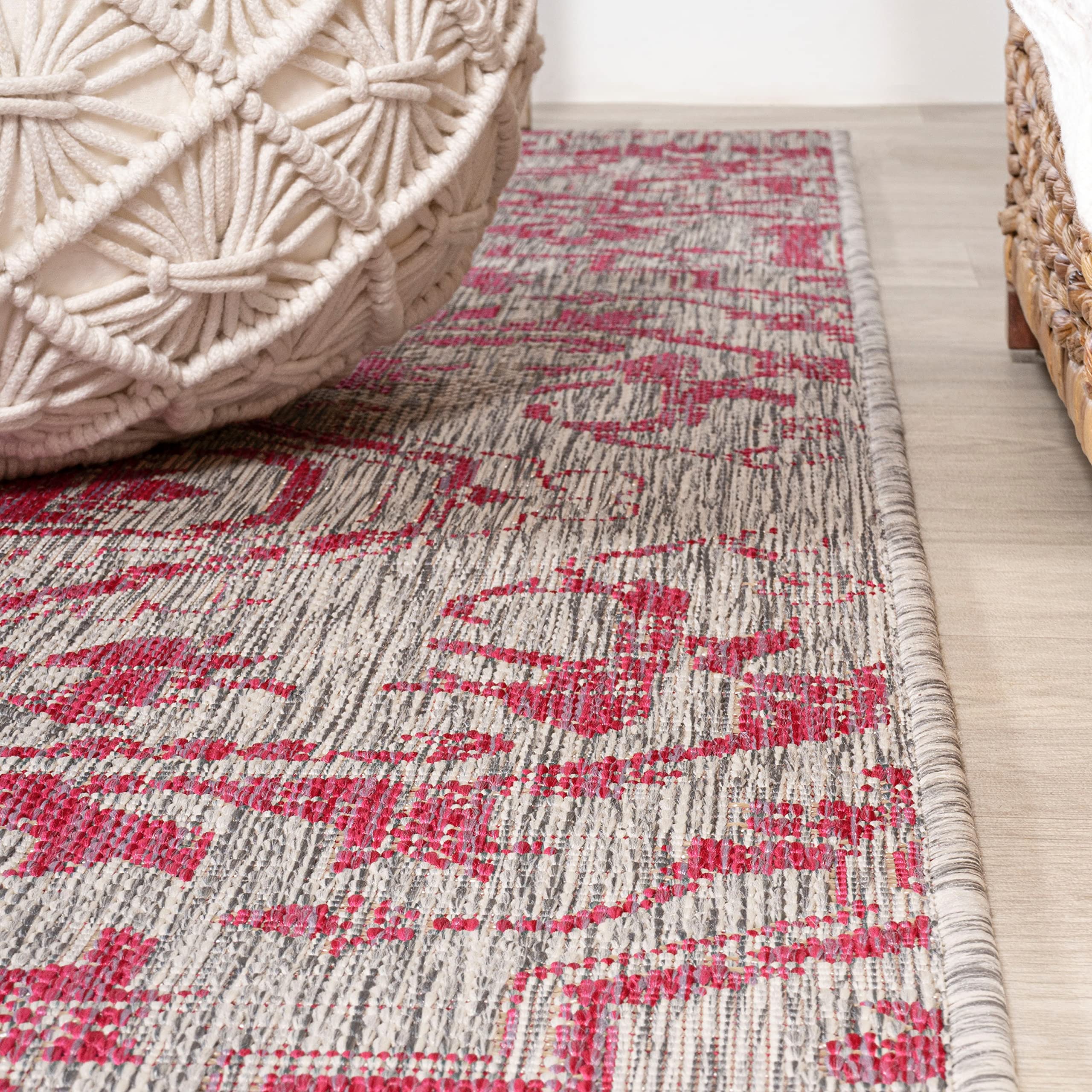 JONATHAN Y Boho Medallion Runner Rug in a garden setting