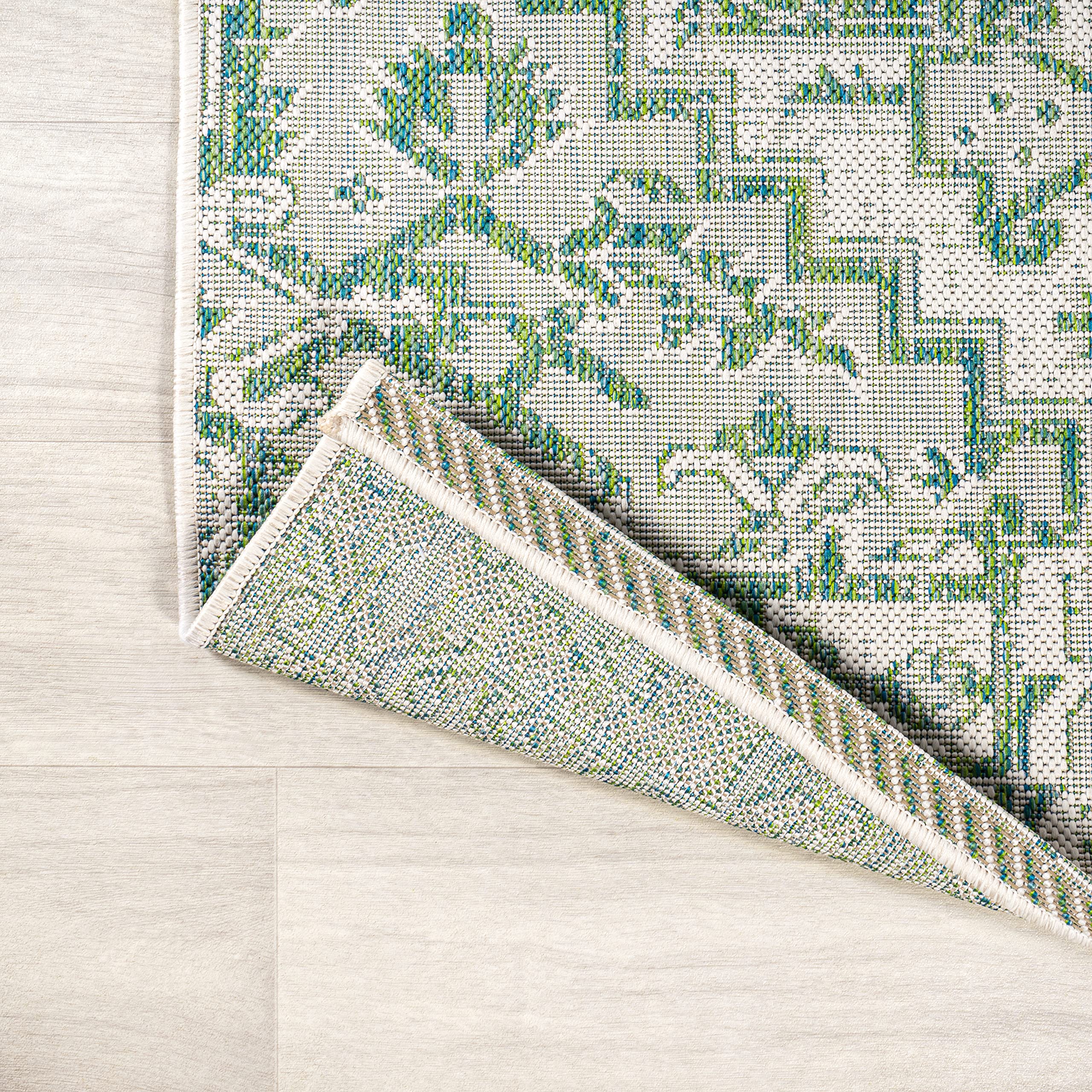 JONATHAN Y Boho Medallion Runner Rug with garden backdrop