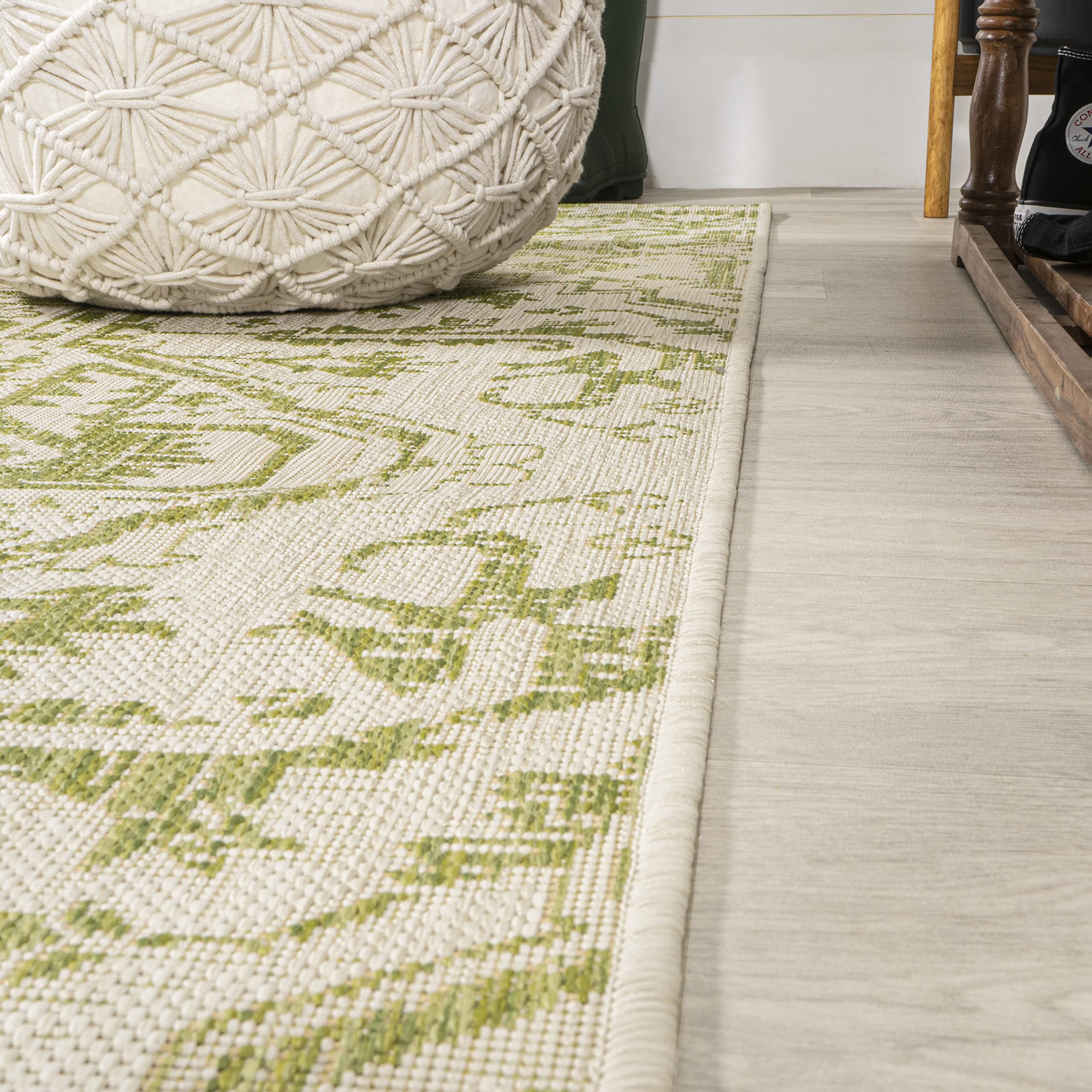 JONATHAN Y Boho Runner Rug side view showing flat-weave construction