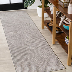 JONATHAN Y Hallie High-Low Runner Rug front view in gray and ivory