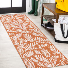 JONATHAN Y Palm Frond Runner Rug 2'2"x10' orange and cream