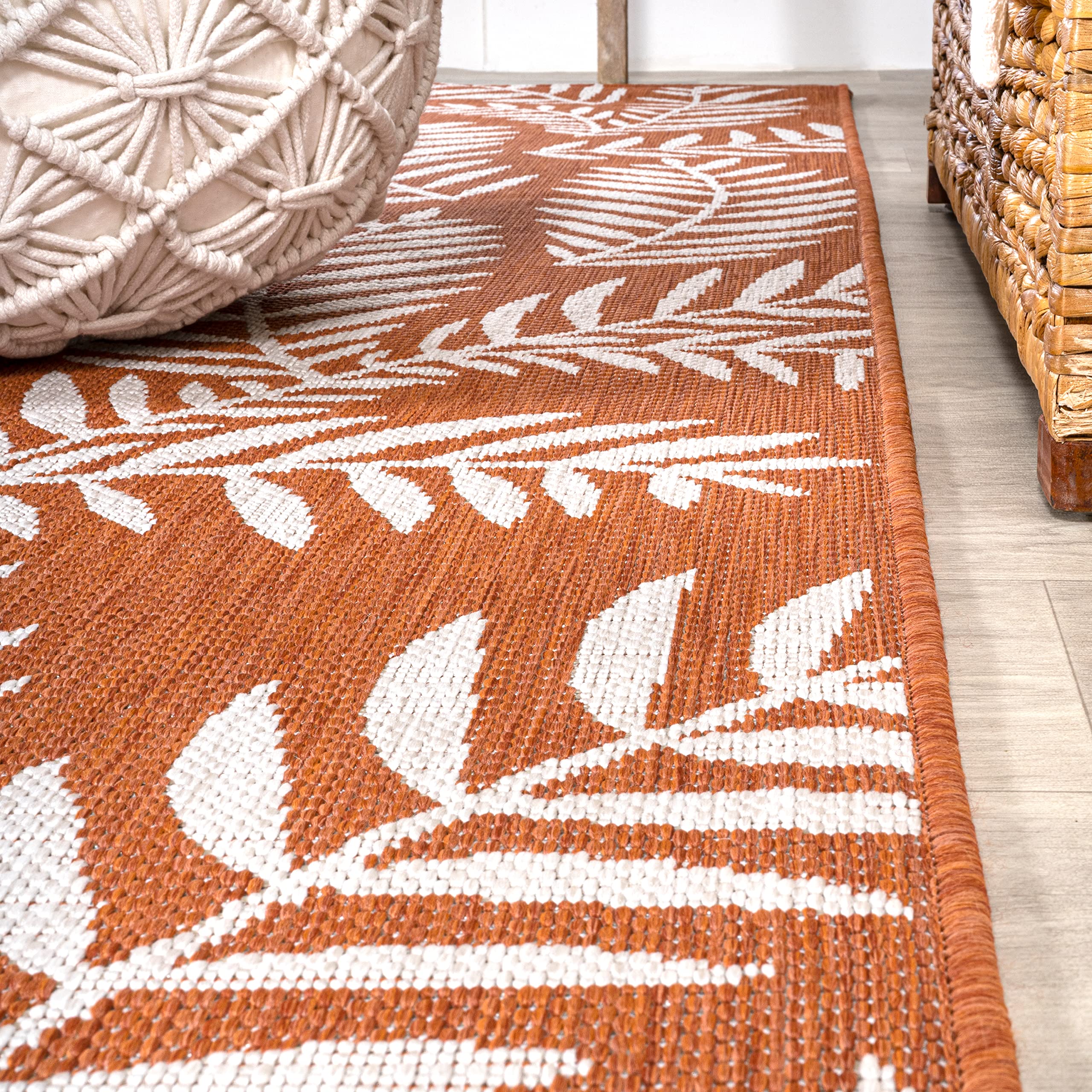 JONATHAN Y Palm Frond Runner Rug in a living room setting
