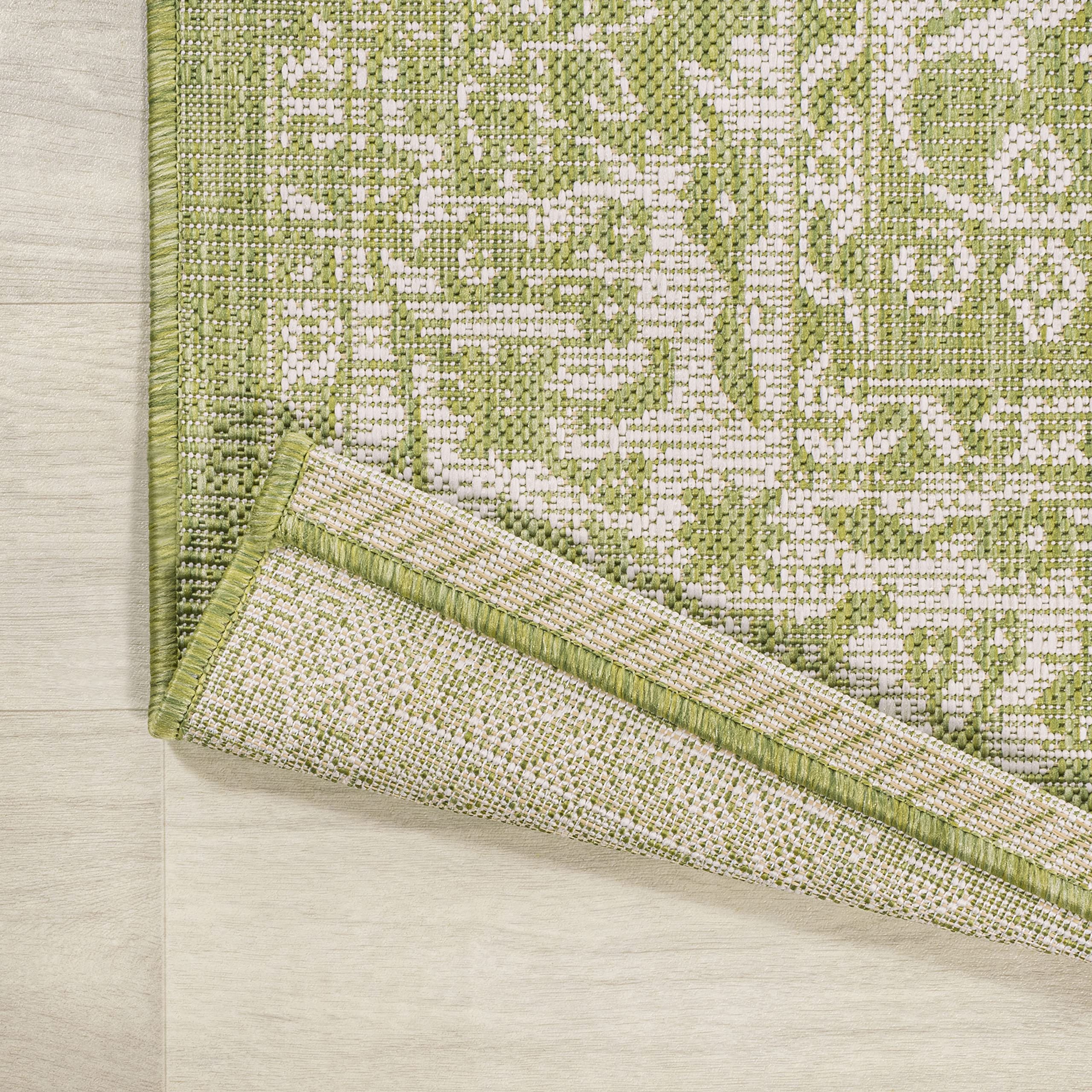 JONATHAN Y Runner Rug showing its vibrant green and cream colours