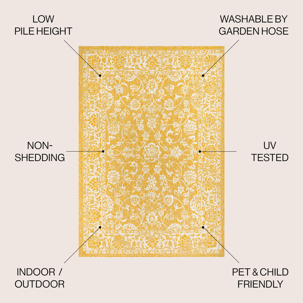 JONATHAN Y Weave Floral Area Rug 3'1"x5' on patio