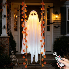 JooyDeepot 4.4 FT Swinging Ghost with LED lights front view