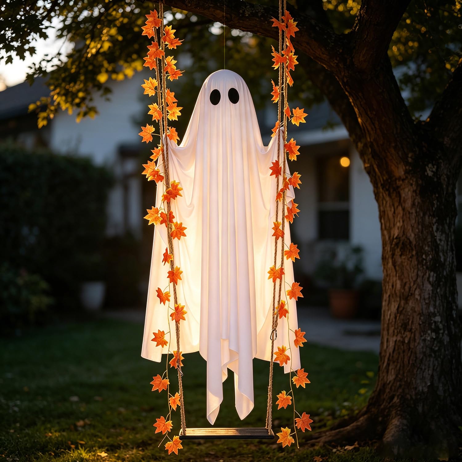 JooyDeepot Swinging Ghost on display in a garden