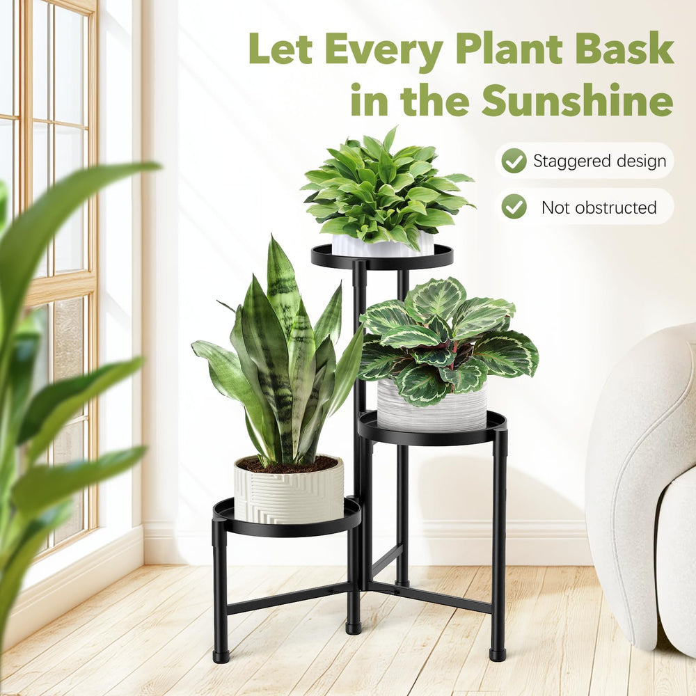 JOPBENG 3 Tier Corner Plant Stand in an indoor living room
