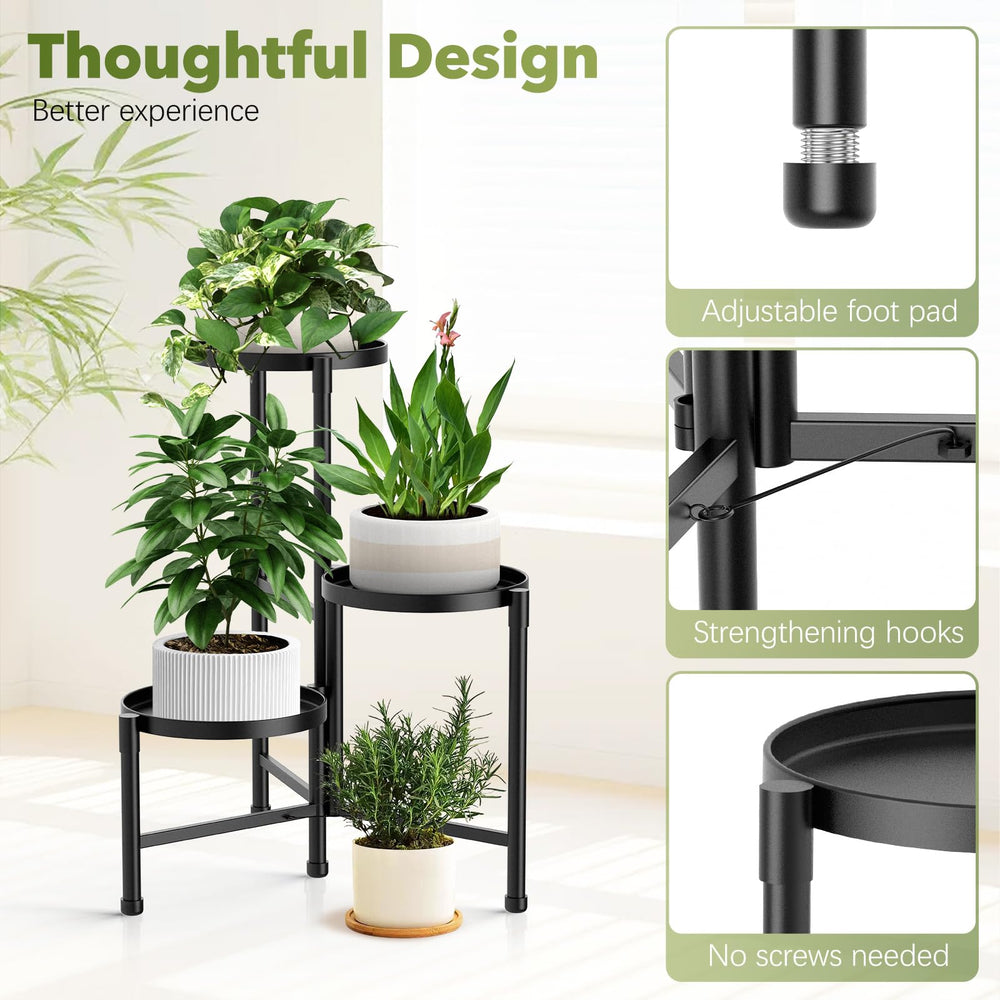 JOPBENG 3 Tier Corner Plant Stand with potted plants