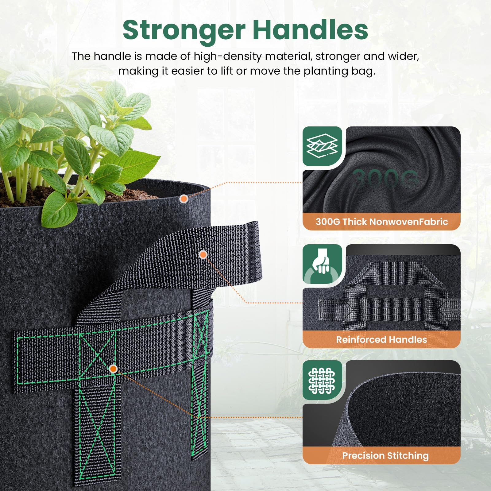Jorvila grow bags displayed with various vegetables planted