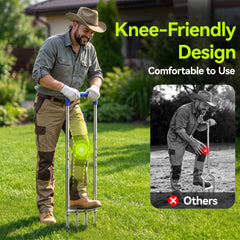 Josmimic Manual Lawn Aerator angled view showcasing stainless steel construction