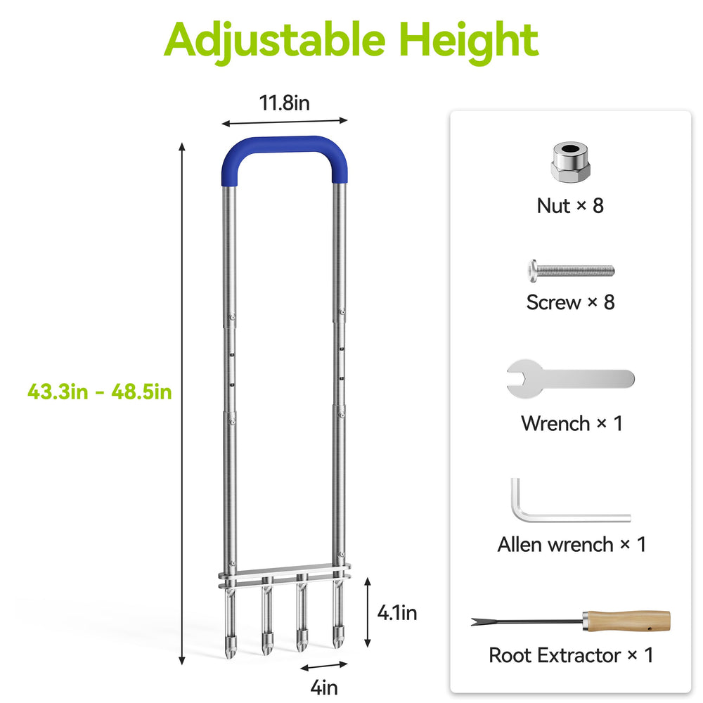 Josmimic Manual Lawn Aerator packing dimensions 43.1 x 31.2 x 6 cm