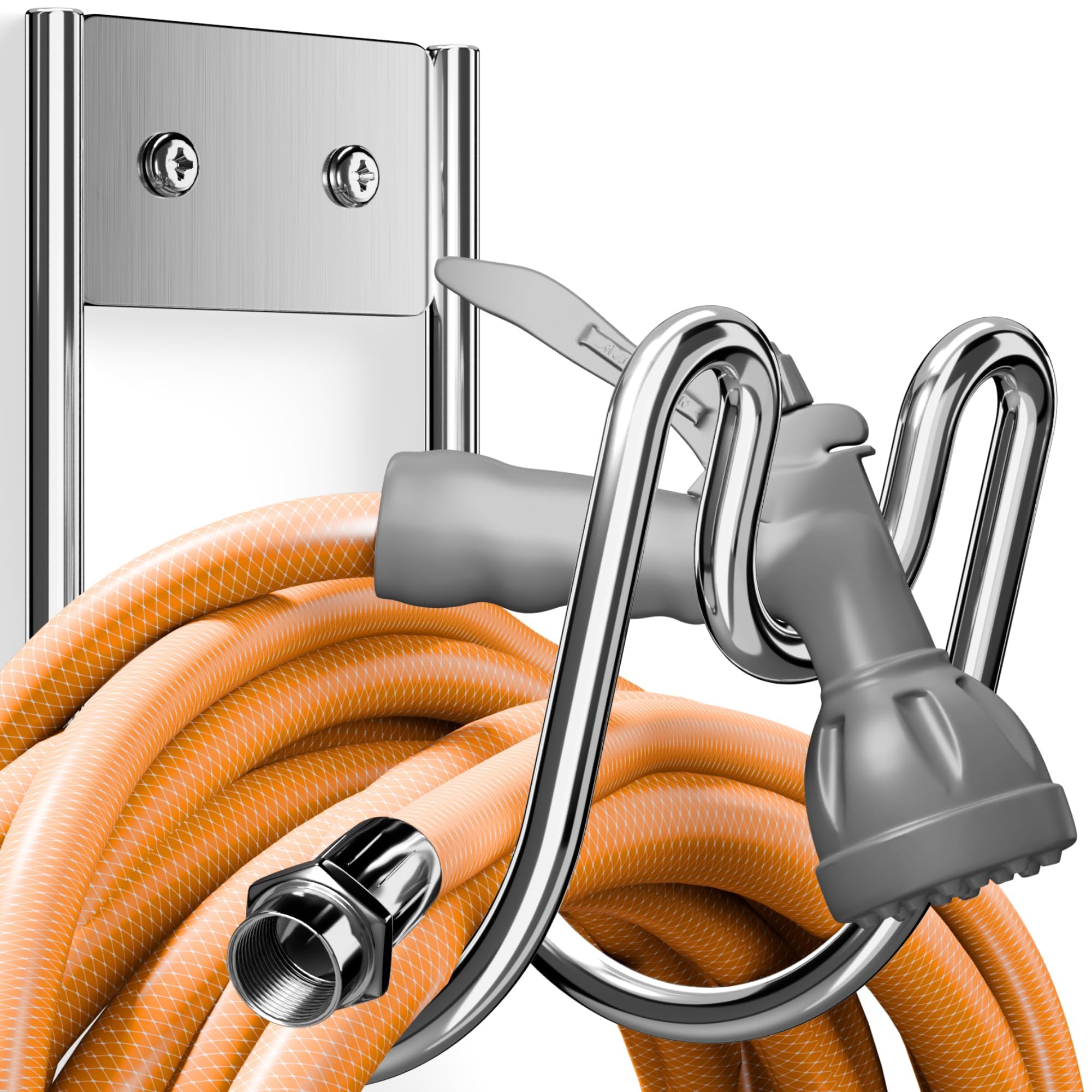Josmimic stainless steel garden hose holder front view