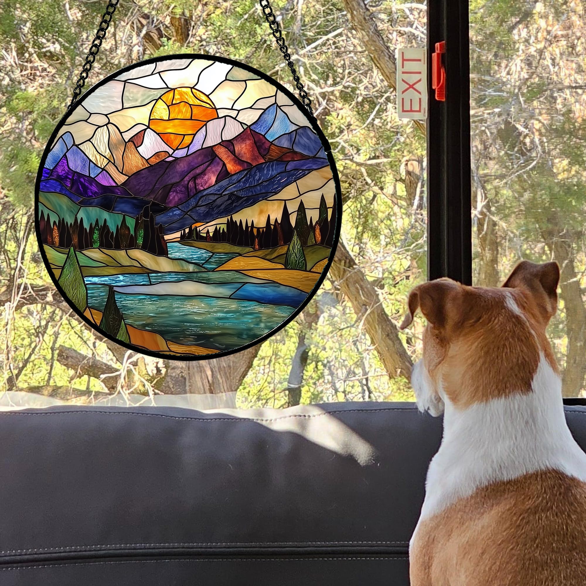 JOSUMALY stained glass suncatcher on a window sill