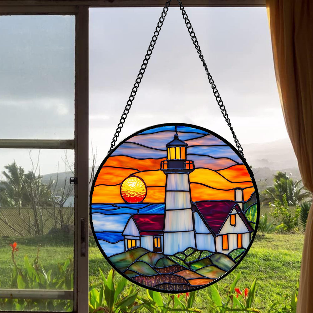 JOSUMALY stained glass suncatcher with chain included for hanging