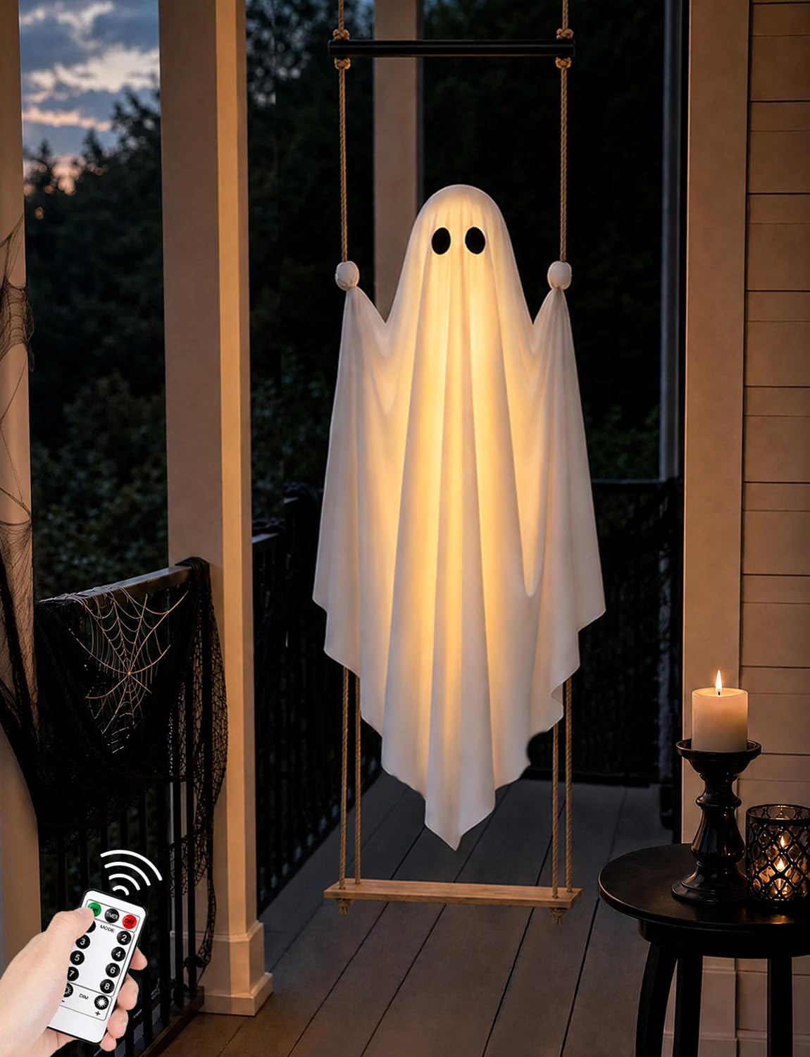 Joyehome 3.7FT white hanging ghost outdoor decoration