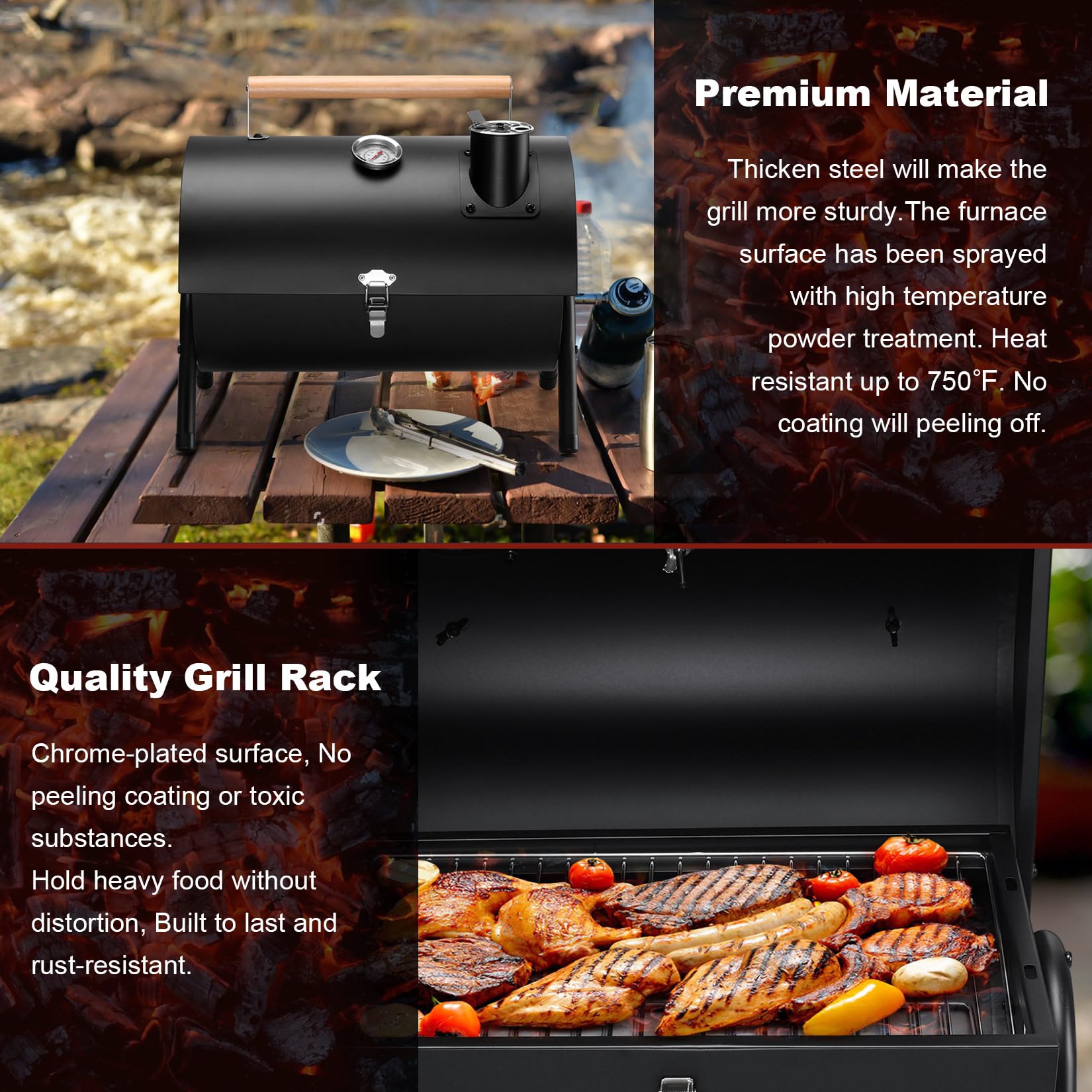 Joyfair Portable Charcoal Grill compact size in trunk of car