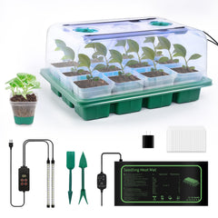 joyhalo 12 Cell Seed Starter Kit with Grow Light and Heating Mat