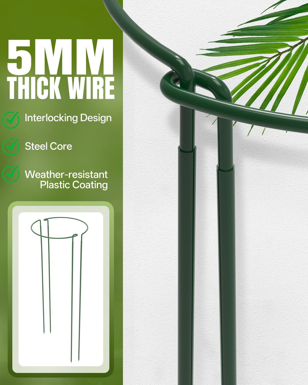 joyhalo 24 Inch Metal Plant Support Stakes in garden with flowers