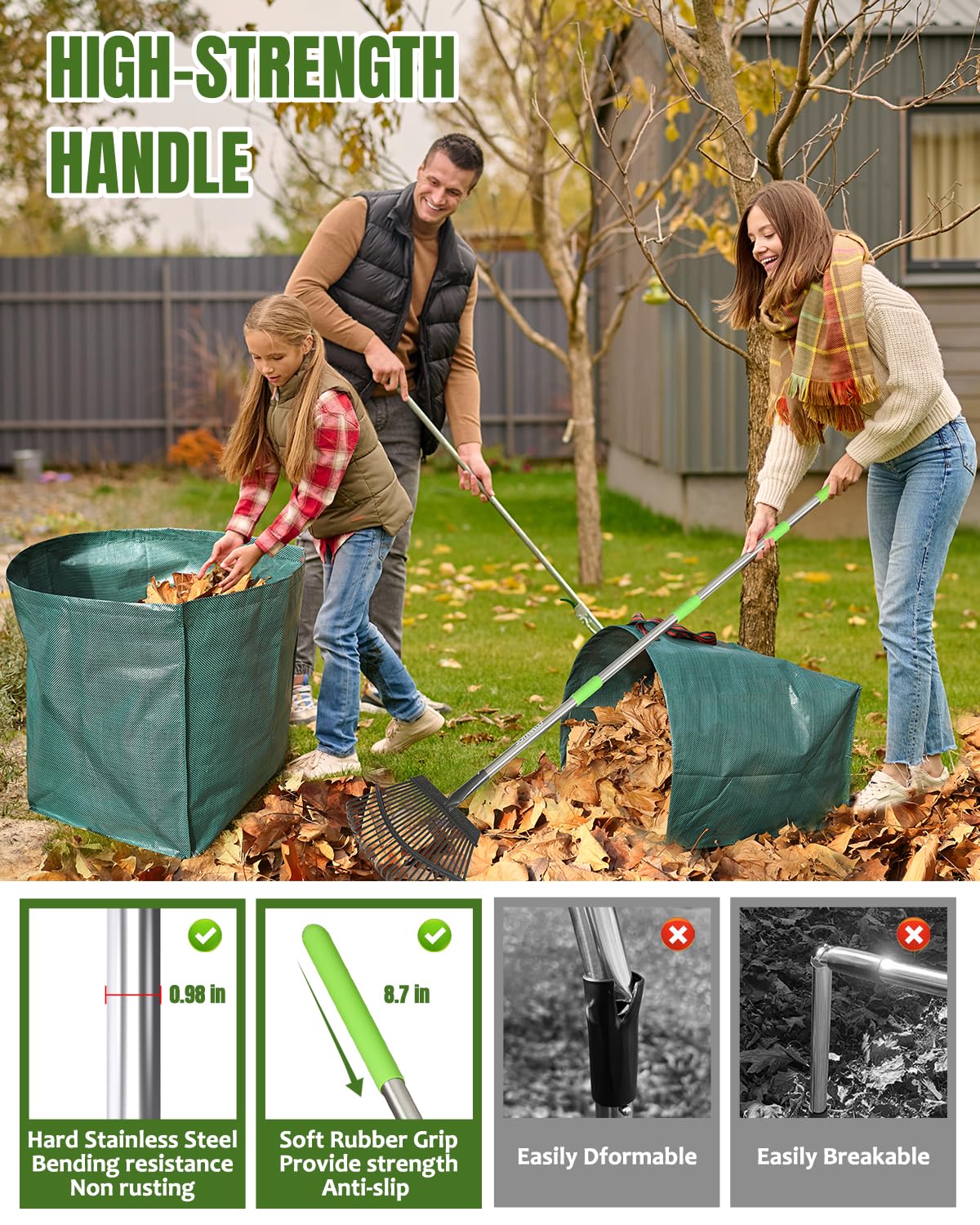 joyhalo 40 Gallon Dustpan Bag with leaves inside