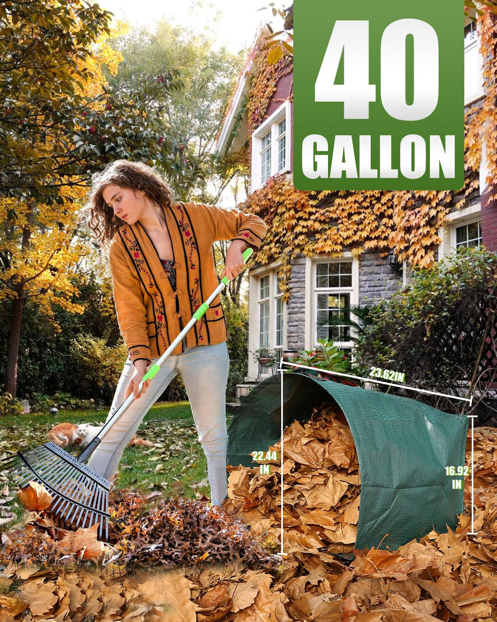 joyhalo 40 Gallon Garden Bag green with close-up of handles