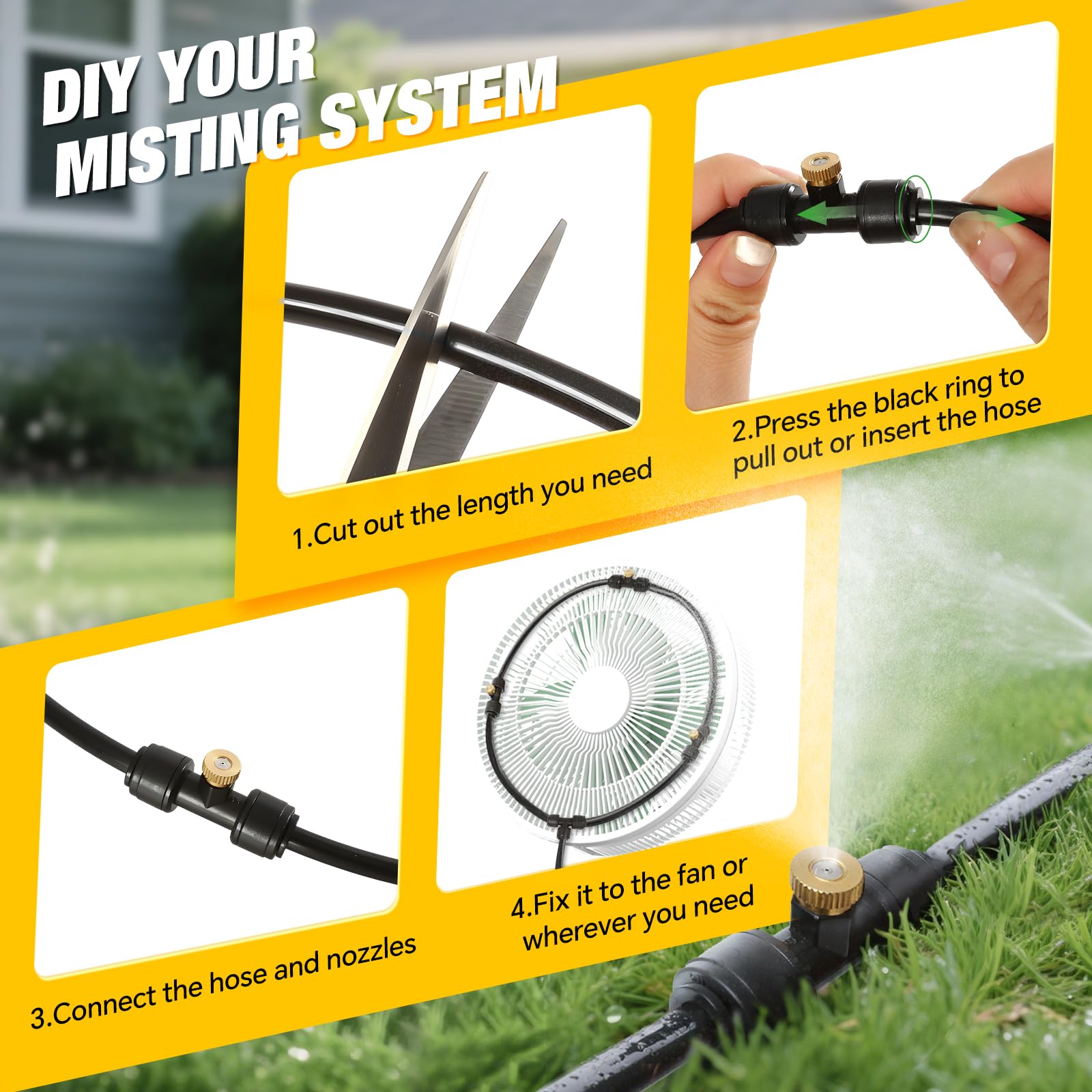 joyhalo 50FT misting system nozzle close-up