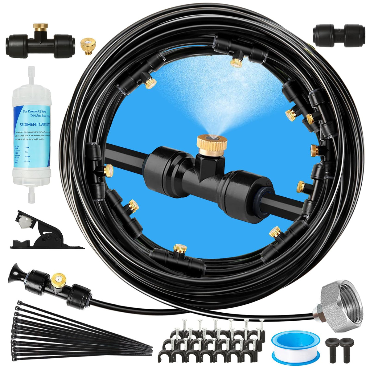 joyhalo 50FT patio misting system with water filter