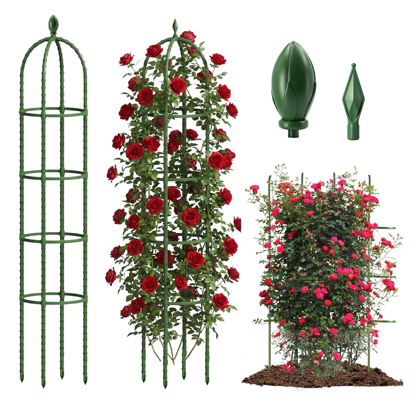 joyhalo 6.2ft adjustable garden trellis green front view