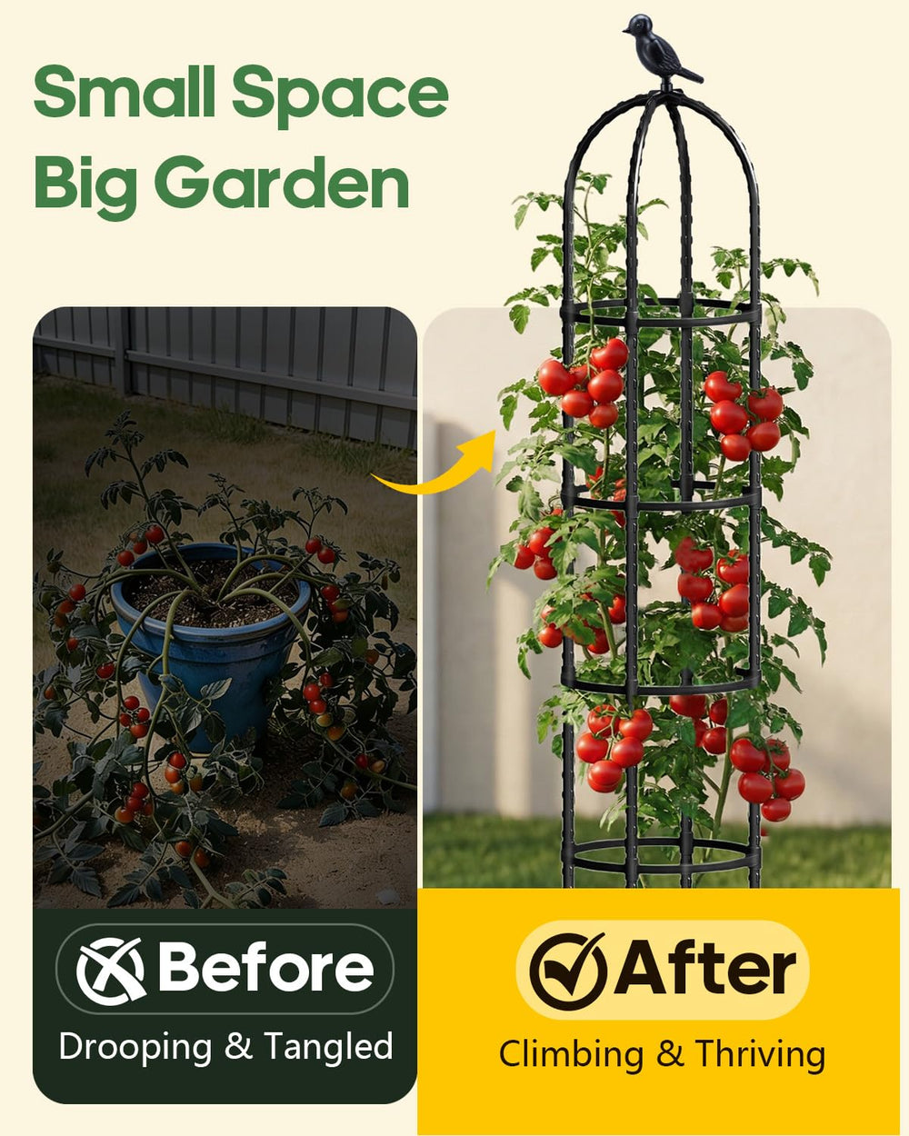 joyhalo adjustable trellis side view with climbing plants