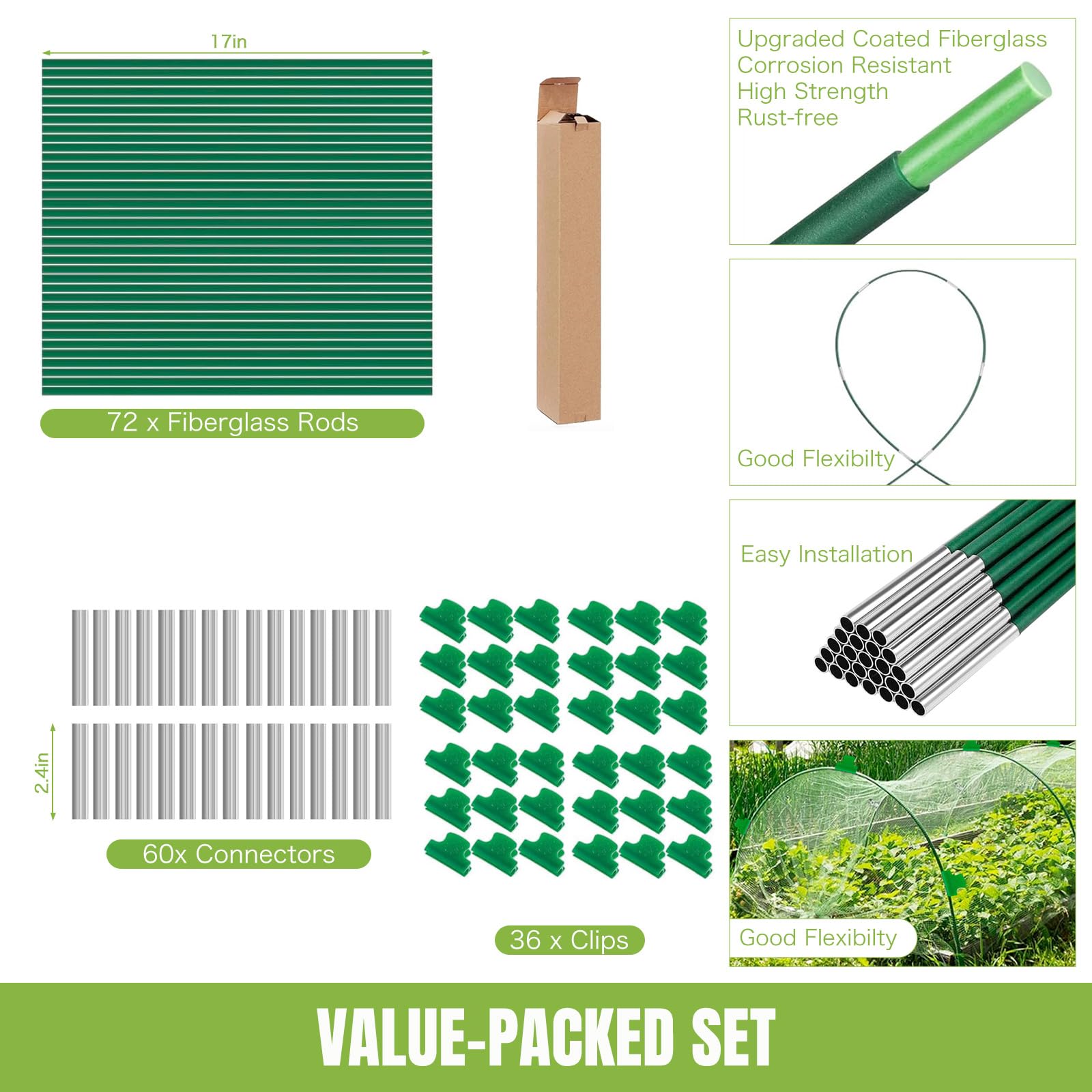 joyhalo Garden Hoops kit components including clips and connectors