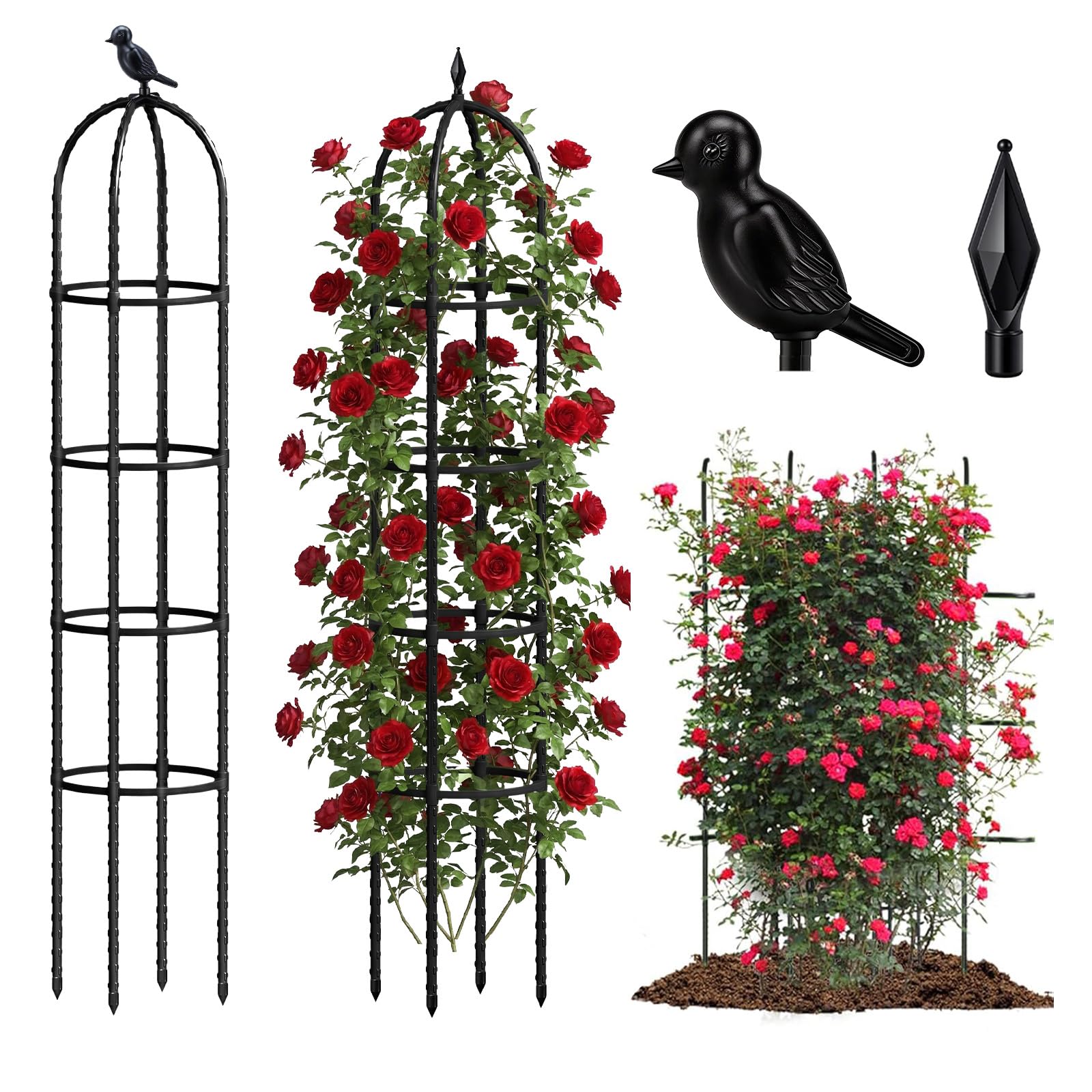 joyhalo garden trellis 6.2ft black front view