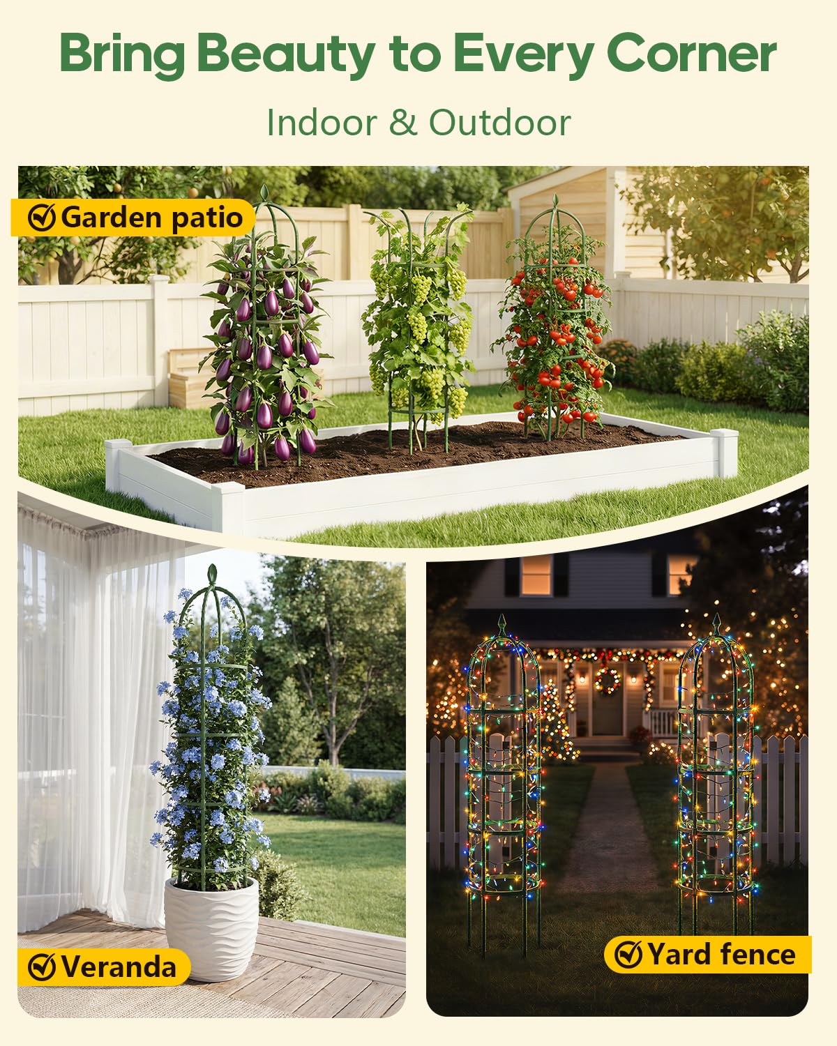 joyhalo garden trellis green finish in patio setting