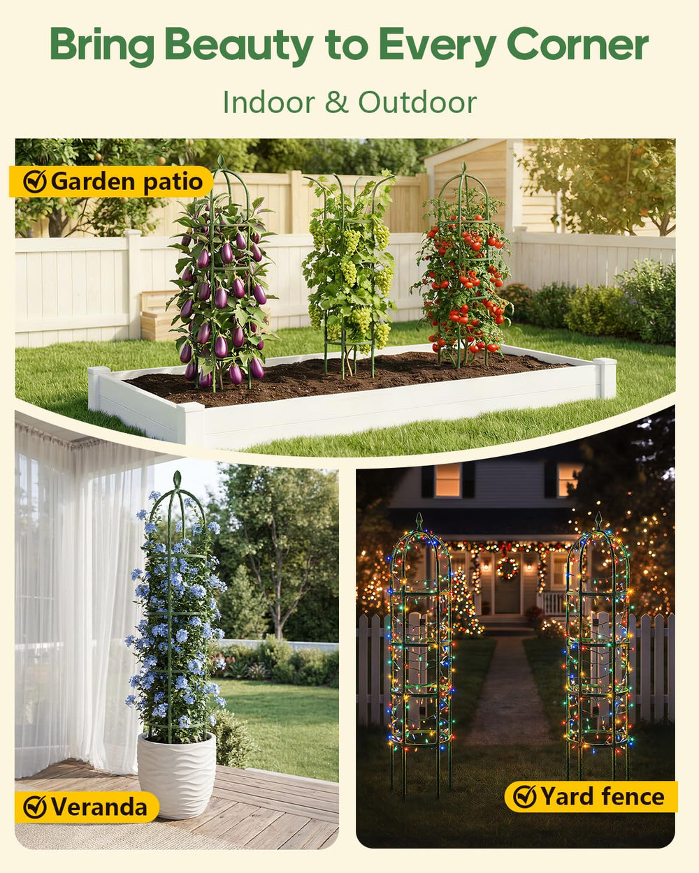 joyhalo garden trellis green finish in patio setting