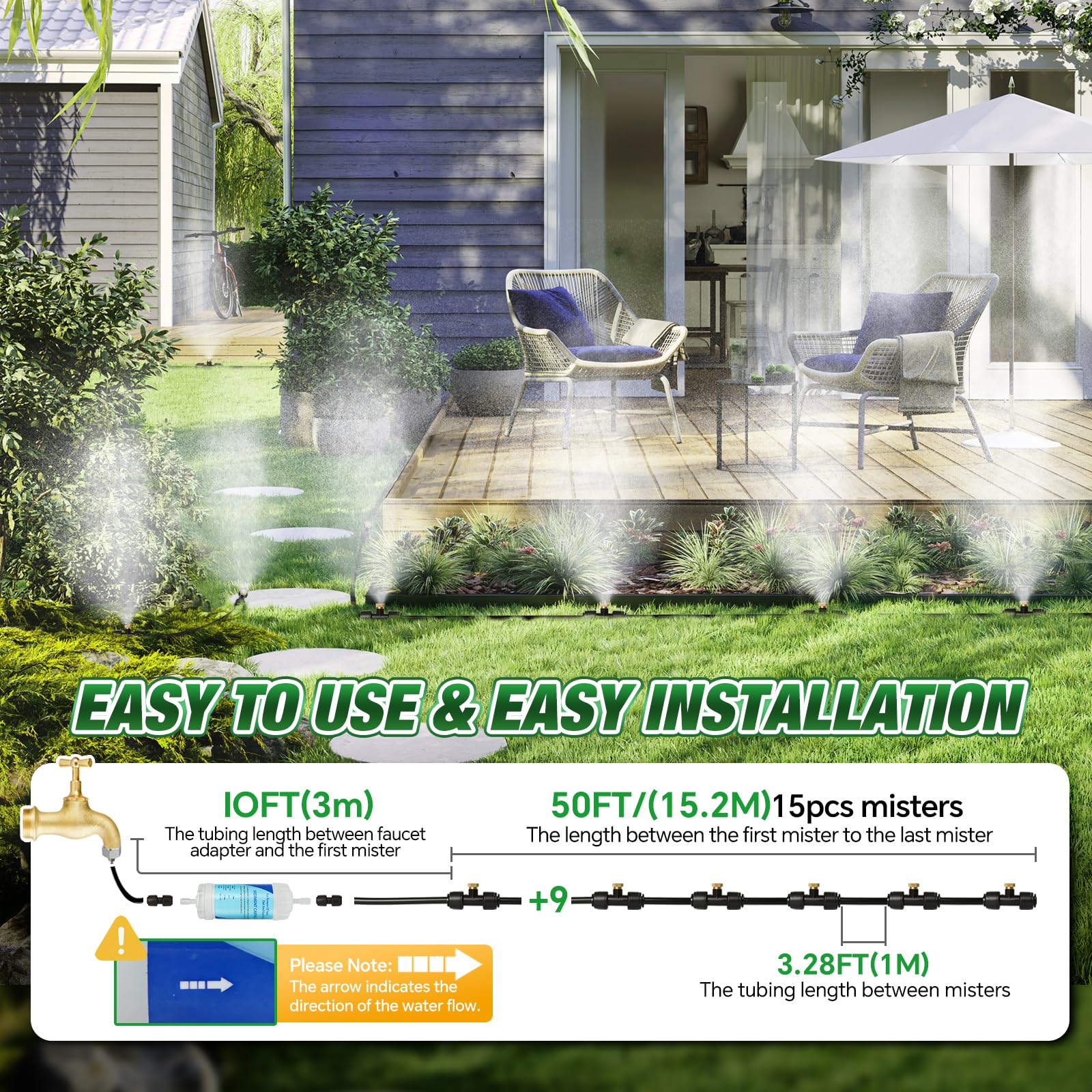 joyhalo patio misting system setup on porch