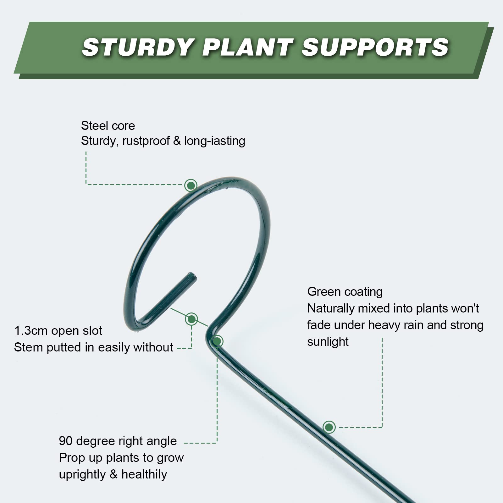 joyhalo Plant Support Stakes green coating close-up