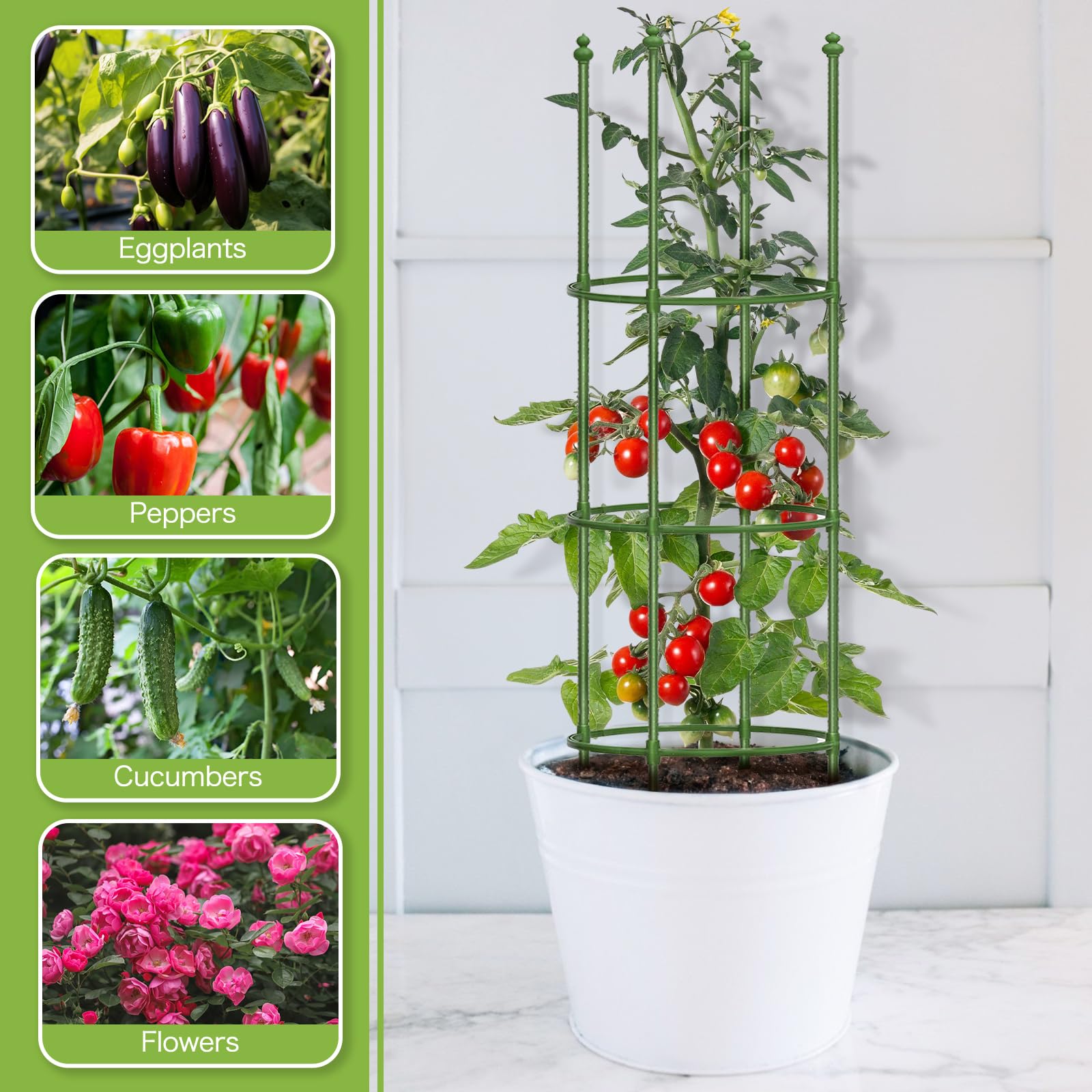 joyhalo Tomato Cages stacked for storage