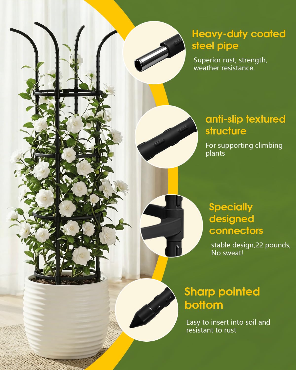 joyhalo trellis setup in patio with flowers