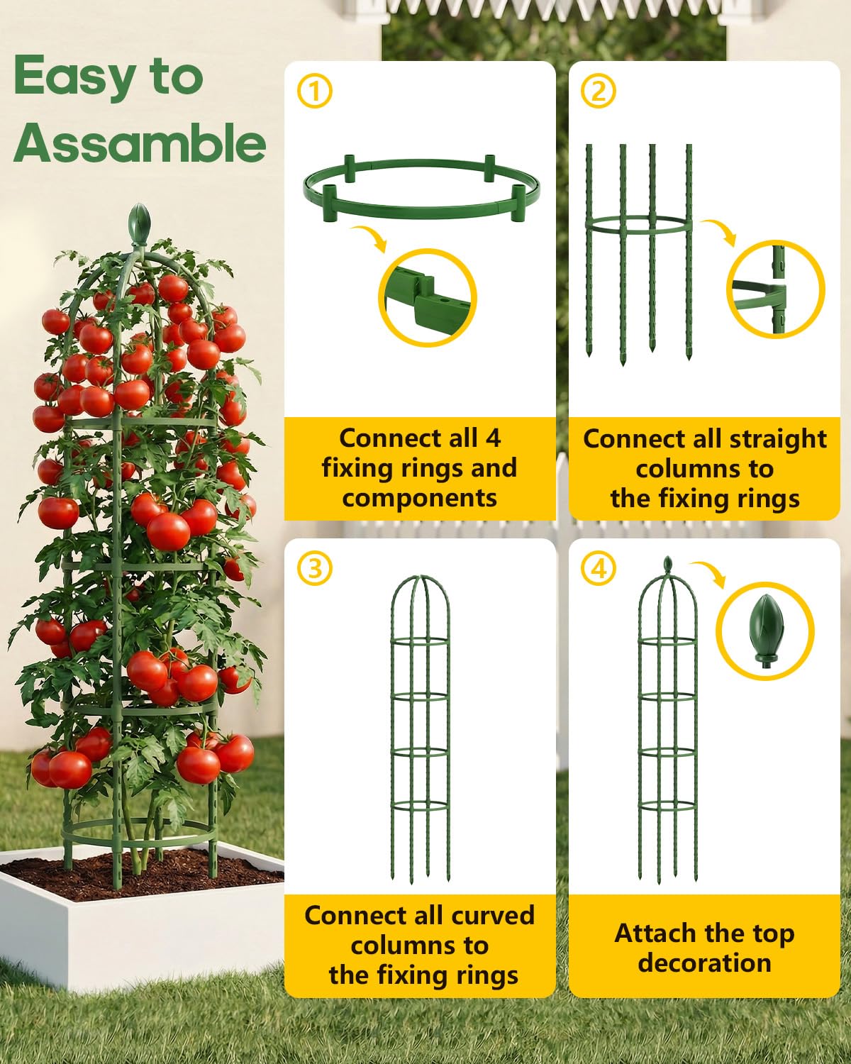 joyhalo trellis stakes penetrating soil for setup