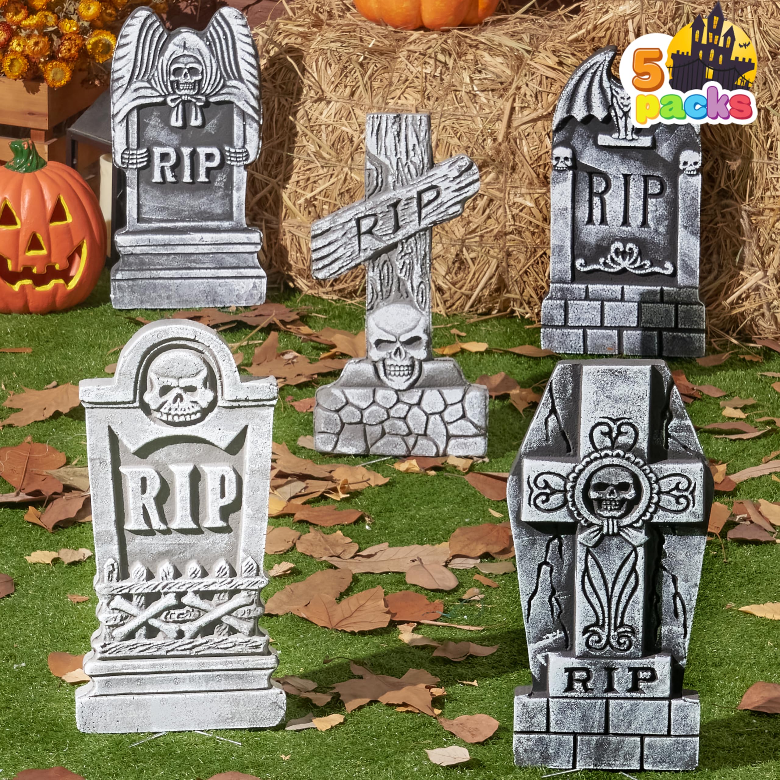 JOYIN 17-inch Halloween foam tombstone with RIP design