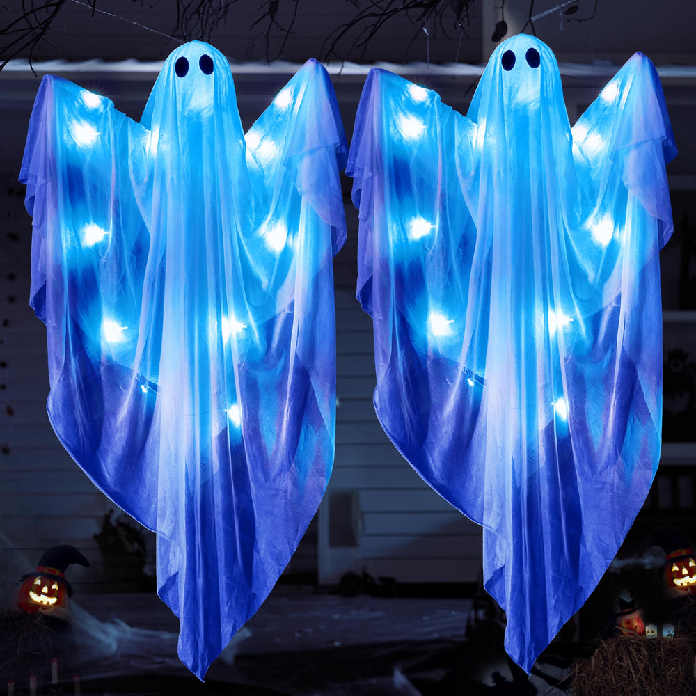 JOYIN 2 pcs 35.5-inch light-up ghost decorations with blue lights