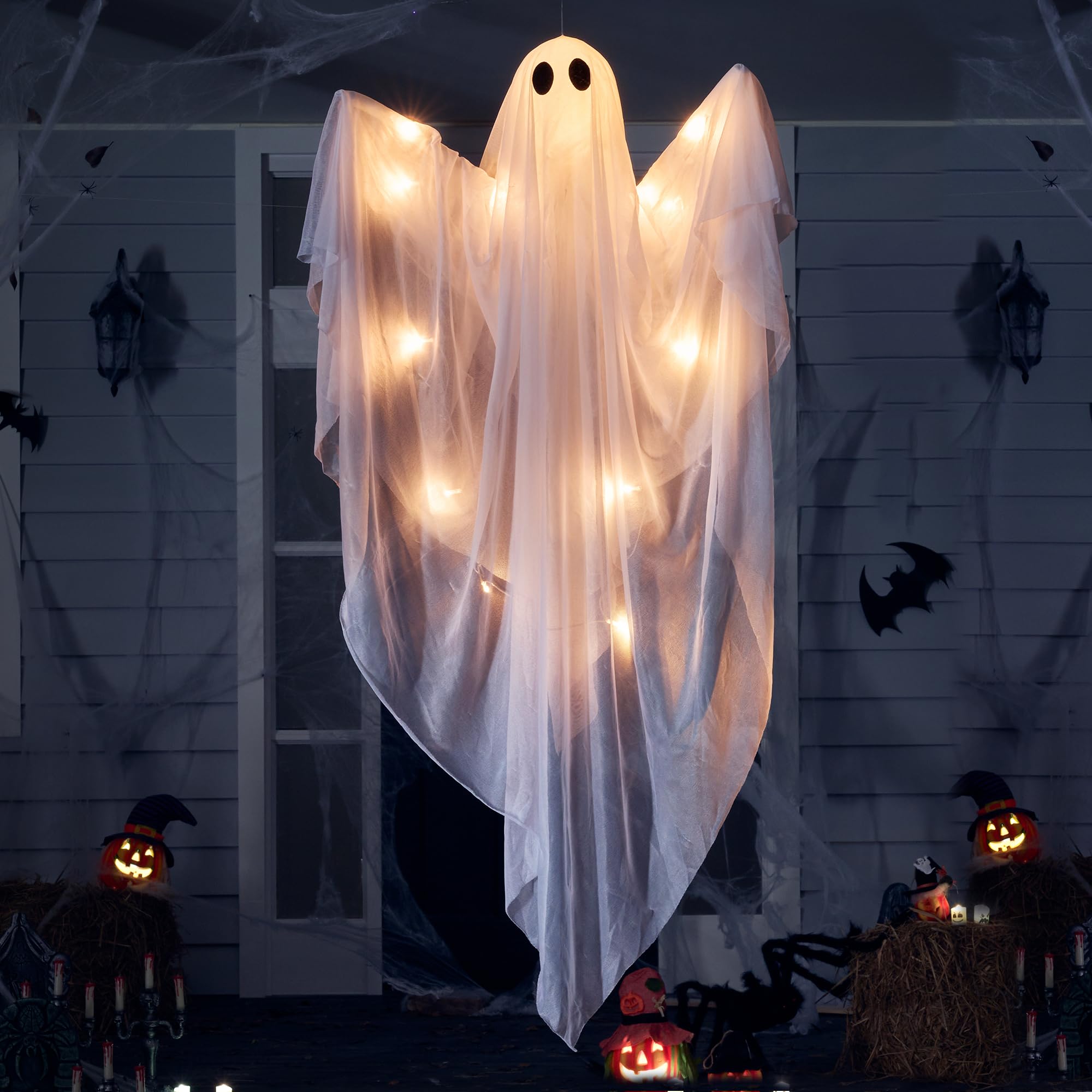 JOYIN 47-inch Halloween hanging light up ghost front view
