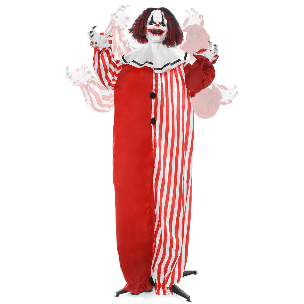 JOYIN 67-inch Scary Clown front view with flashing red eyes