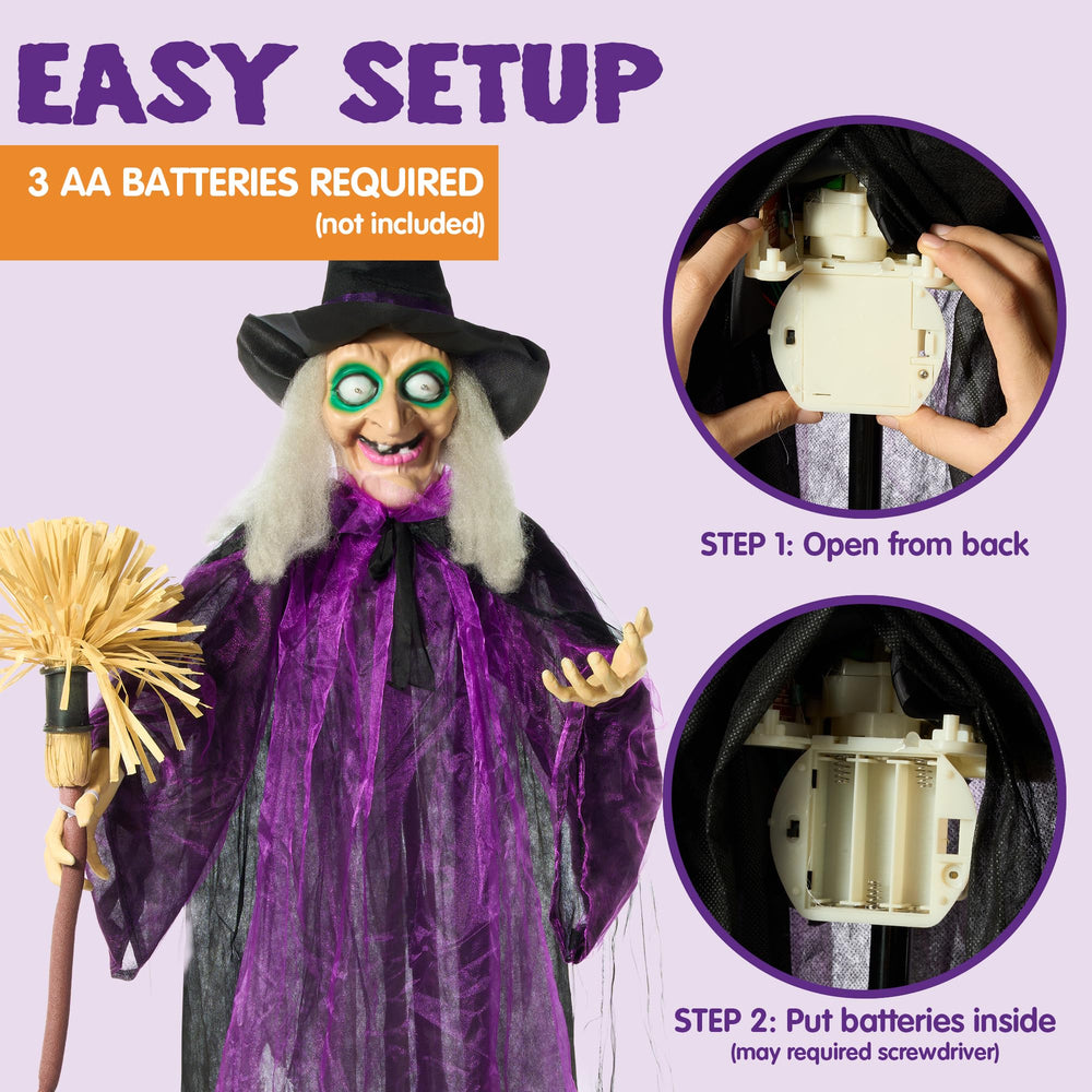 JOYIN 72-inch Animated Witch close-up of motion sensor feature
