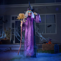 JOYIN 72-inch Animated Witch front view with glowing LED eyes