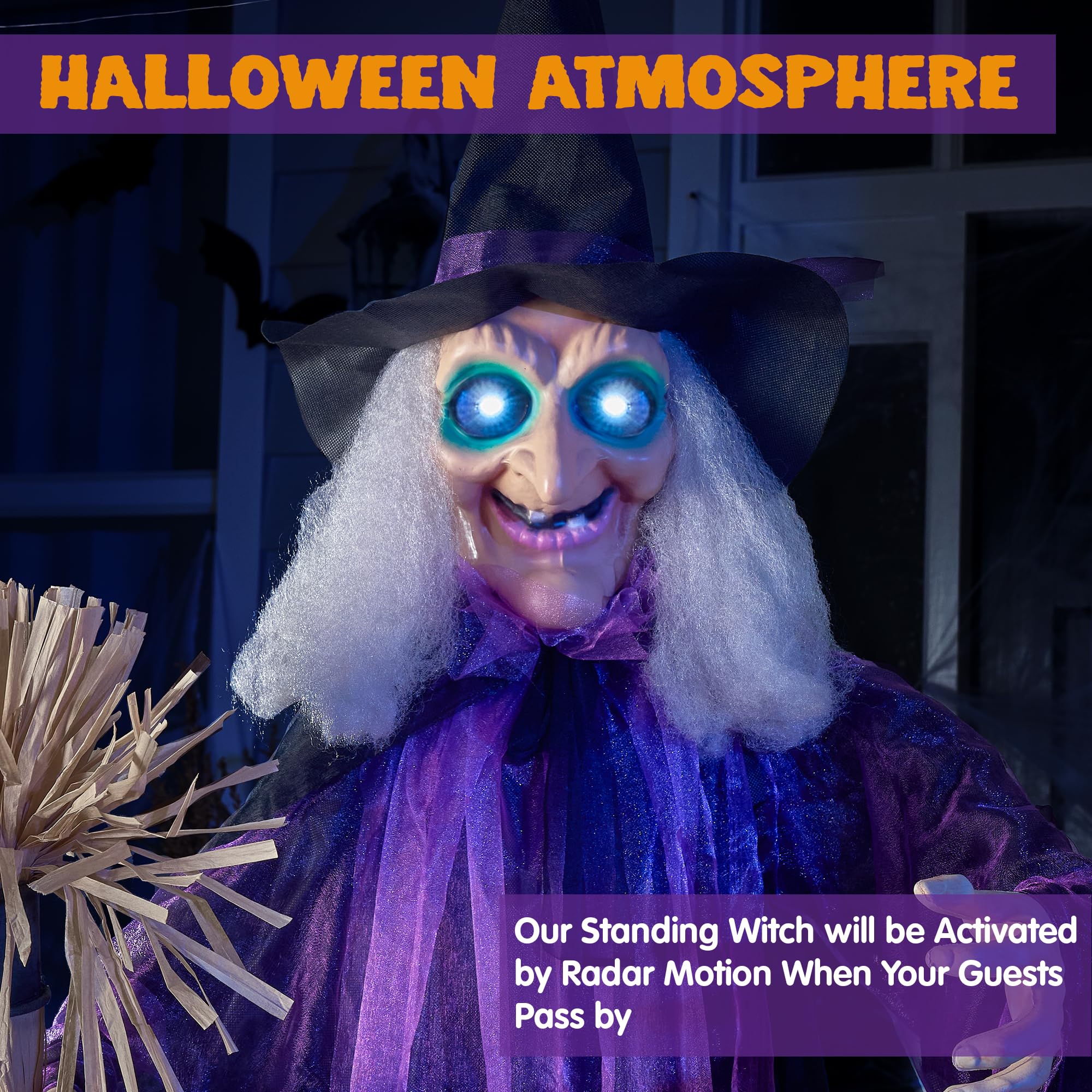 JOYIN 72-inch Animated Witch in Halloween yard display