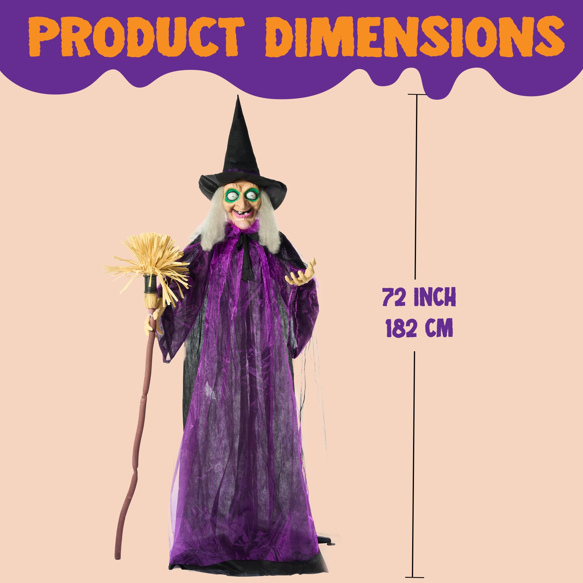 JOYIN 72-inch Animated Witch packaging and instructions