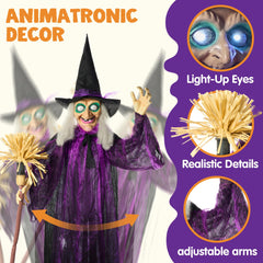 JOYIN 72-inch Animated Witch side view showcasing spooky details
